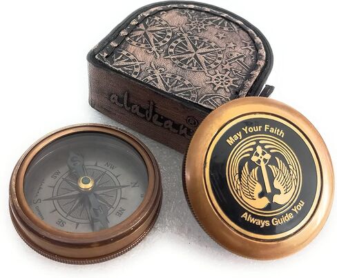 ALADEAN God's Faith Compass - Christian Religious Gift for Men Women | Engraved Hiking Compass Catholic Gift Communion Baptism Confirmation (May Your Faith Always Guide You) in Saudi Arabia