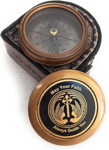 ALADEAN God's Faith Compass - Christian Religious Gift for Men Women | Engraved Hiking Compass Catholic Gift Communion Baptism Confirmation (May Your Faith Always Guide You) in Saudi Arabia