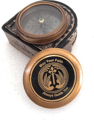 ALADEAN God's Faith Compass - Christian Religious Gift for Men Women | Engraved Hiking Compass Catholic Gift Communion Baptism Confirmation (May Your Faith Always Guide You) in Saudi Arabia