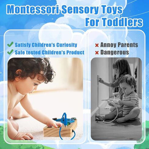 Biulotter Montessori Busy Board for Toddlers, Wooden Sensory Toys for Toddlers,Busy Board with LED Light,Travel Toys for Educational Toddler Activities,Boys & Girls Educational Learning Fidget Toy in Kuwait