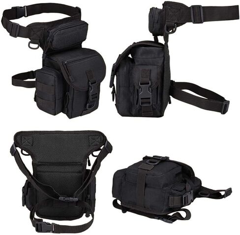 Drop Leg Pouch Outdoor Metal Hunt Detection Multi-Function Bag, Portable Treasure Holder Waist Bag (Black) in Saudi Arabia