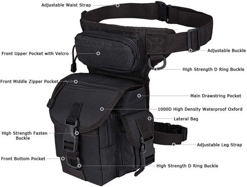 Drop Leg Pouch Outdoor Metal Hunt Detection Multi-Function Bag, Portable Treasure Holder Waist Bag (Black) in Saudi Arabia