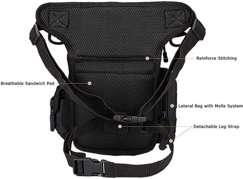 Drop Leg Pouch Outdoor Metal Hunt Detection Multi-Function Bag, Portable Treasure Holder Waist Bag (Black) in Saudi Arabia