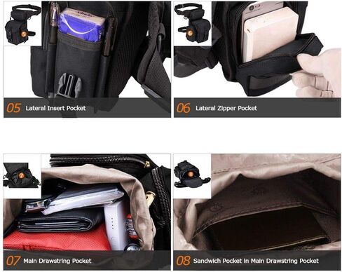 Drop Leg Pouch Outdoor Metal Hunt Detection Multi-Function Bag, Portable Treasure Holder Waist Bag (Black) in Saudi Arabia
