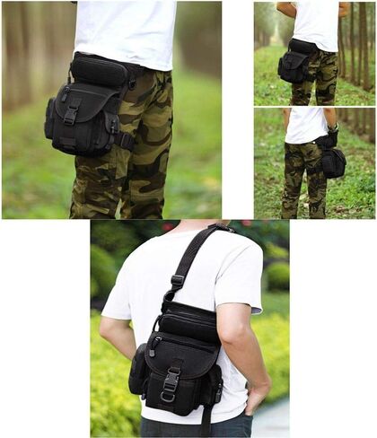 Drop Leg Pouch Outdoor Metal Hunt Detection Multi-Function Bag, Portable Treasure Holder Waist Bag (Black) in Saudi Arabia