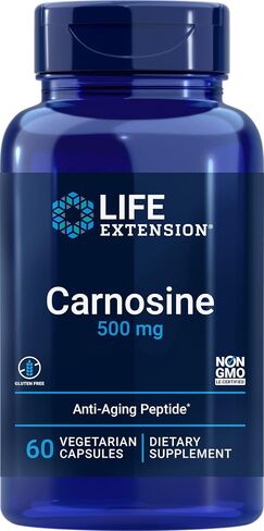 Life Extension Carnosine 500mg Potent, Anti-Aging L-Carnosine Supplement - Antioxidant - Non-GMO, Gluten-Free - 60 Vegetarian Capsules in Saudi Arabia