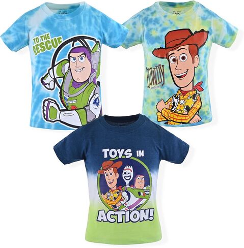 Disney Toy Story Boys’ 3 Pack T-Shirts for Toddler and Little Kids – Blue/White/Green/Yellow in Saudi Arabia