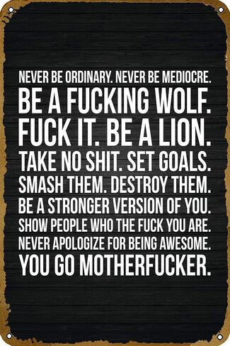 KNIOIL الصالة الرياضية الدافع تحفيزية الكلمات الجدار ملصق فني ريترو معدن القصدير تسجيل خمر المنزل مطبخ بار مقهى نادي كهف جدار ديكور 8x12 بوصة. in Kuwait