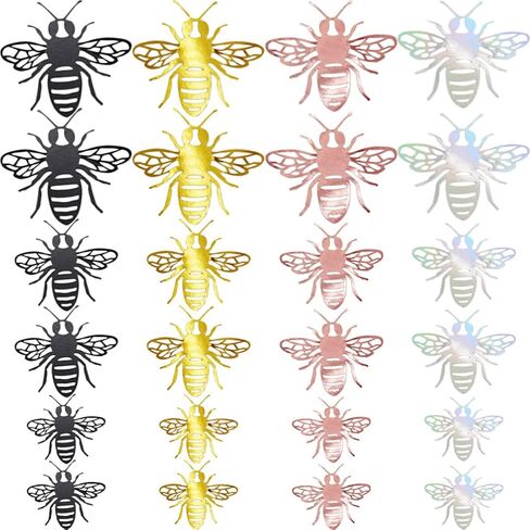 STOBOK 48pcs Three-Dimensional Hollow Bee Wedding Decals Cake Ornament Kitchen Decals 3D Bee Background Decor Hand Decor Bee Ornament Baby Pearl Paper Sticker Wall Removable in Saudi Arabia