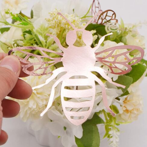 STOBOK 48pcs Three-Dimensional Hollow Bee Wedding Decals Cake Ornament Kitchen Decals 3D Bee Background Decor Hand Decor Bee Ornament Baby Pearl Paper Sticker Wall Removable in Saudi Arabia