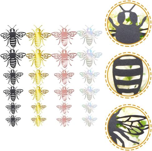 STOBOK 48pcs Three-Dimensional Hollow Bee Wedding Decals Cake Ornament Kitchen Decals 3D Bee Background Decor Hand Decor Bee Ornament Baby Pearl Paper Sticker Wall Removable in Saudi Arabia