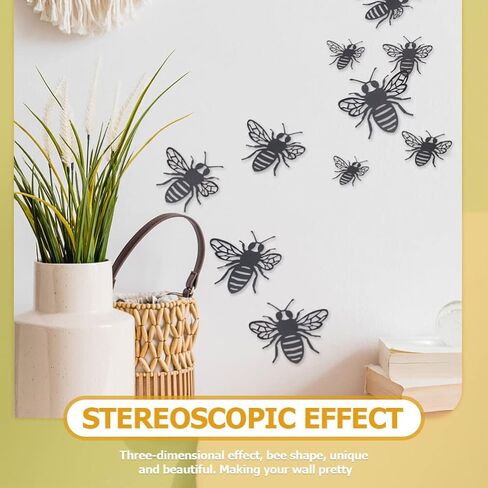 STOBOK 48pcs Three-Dimensional Hollow Bee Wedding Decals Cake Ornament Kitchen Decals 3D Bee Background Decor Hand Decor Bee Ornament Baby Pearl Paper Sticker Wall Removable in Saudi Arabia