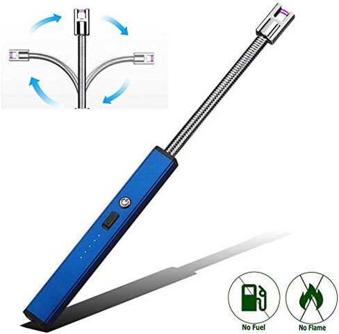 Elite Brands USA قوس كهربائي طويل مرن الرقبة USB قابلة لإعادة الشحن ولاعة عديمة اللهب مقاومة للرياح، مثالية لشموع الموقد وشوايات المطبخ وموقد فوانيس الشواء، ولاعة شعاع بلازما طويلة (أزرق) in Kuwait