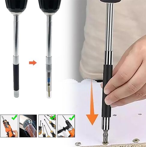 Kigauru 9 قطع مثقاب حامل تمديد مجموعة CR-V 1/4 بوصة عرافة عرقوب تشاك محول المغناطيسي مثقاب حامل التمحور مفك الإصدار مع تأثير محول المقبس أداة لزاوية مساحة ضيقة in Kuwait