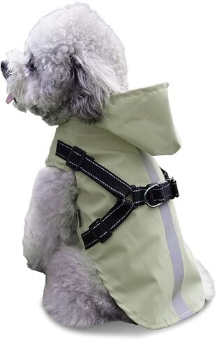 معطف واق من المطر للكلاب مع حزام - معطف مطر مقاوم للماء للكلاب مع غطاء رأس للكلاب الصغيرة - سترة مطر للكلاب الصغيرة عاكسة للضوء - خفيف الوزن ومسامي وسهل الارتداء مع خطاف وحلقة شعر غير لاصق in Kuwait