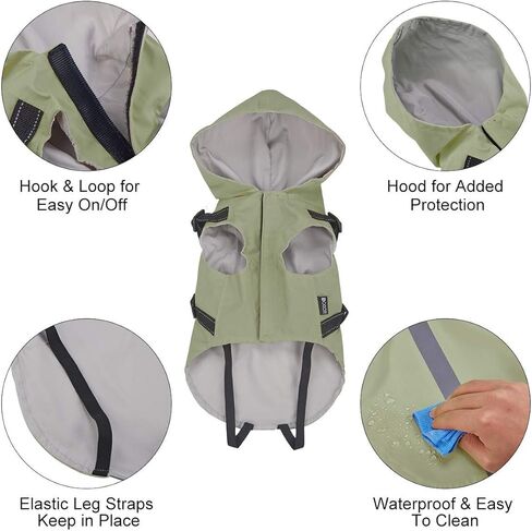 معطف واق من المطر للكلاب مع حزام - معطف مطر مقاوم للماء للكلاب مع غطاء رأس للكلاب الصغيرة - سترة مطر للكلاب الصغيرة عاكسة للضوء - خفيف الوزن ومسامي وسهل الارتداء مع خطاف وحلقة شعر غير لاصق in Kuwait