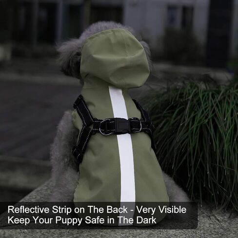 معطف واق من المطر للكلاب مع حزام - معطف مطر مقاوم للماء للكلاب مع غطاء رأس للكلاب الصغيرة - سترة مطر للكلاب الصغيرة عاكسة للضوء - خفيف الوزن ومسامي وسهل الارتداء مع خطاف وحلقة شعر غير لاصق in Kuwait