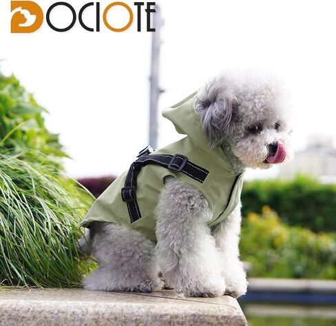 معطف واق من المطر للكلاب مع حزام - معطف مطر مقاوم للماء للكلاب مع غطاء رأس للكلاب الصغيرة - سترة مطر للكلاب الصغيرة عاكسة للضوء - خفيف الوزن ومسامي وسهل الارتداء مع خطاف وحلقة شعر غير لاصق in Kuwait