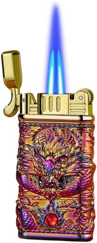 ولاعة شعلة البيوتان من Meiegens، ولاعة تنين منحوتة مقاومة للرياح، ولاعة شعلة نفاثة، ولاعة بوتان قابلة لإعادة الملء، ولاعات تنين رائعة قابلة لإعادة الملء، هدايا للرجال (بدون وقود) (متعددة الألوان) in Kuwait