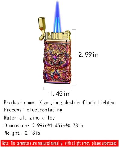 ولاعة شعلة البيوتان من Meiegens، ولاعة تنين منحوتة مقاومة للرياح، ولاعة شعلة نفاثة، ولاعة بوتان قابلة لإعادة الملء، ولاعات تنين رائعة قابلة لإعادة الملء، هدايا للرجال (بدون وقود) (متعددة الألوان) in Kuwait