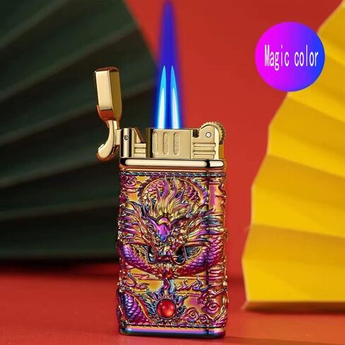 ولاعة شعلة البيوتان من Meiegens، ولاعة تنين منحوتة مقاومة للرياح، ولاعة شعلة نفاثة، ولاعة بوتان قابلة لإعادة الملء، ولاعات تنين رائعة قابلة لإعادة الملء، هدايا للرجال (بدون وقود) (متعددة الألوان) in Kuwait