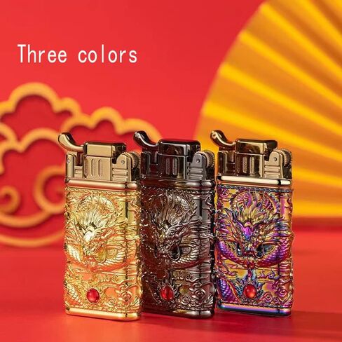 ولاعة شعلة البيوتان من Meiegens، ولاعة تنين منحوتة مقاومة للرياح، ولاعة شعلة نفاثة، ولاعة بوتان قابلة لإعادة الملء، ولاعات تنين رائعة قابلة لإعادة الملء، هدايا للرجال (بدون وقود) (متعددة الألوان) in Kuwait