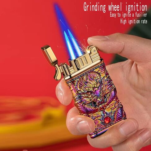 ولاعة شعلة البيوتان من Meiegens، ولاعة تنين منحوتة مقاومة للرياح، ولاعة شعلة نفاثة، ولاعة بوتان قابلة لإعادة الملء، ولاعات تنين رائعة قابلة لإعادة الملء، هدايا للرجال (بدون وقود) (متعددة الألوان) in Kuwait