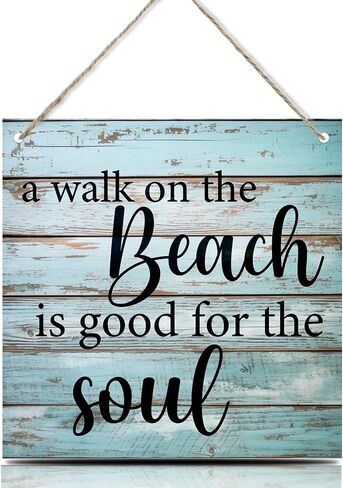 لافتة معلقة للشاطئ الصيفي، المشي على الشاطئ جيد للروح، لافتات خشبية خارجية للتعليق على الحائط لديكور منزل الشاطئ الساحلي، هدايا لمحبي الشاطئ، 11.8 × 11.8 بوصة (DL473) in Kuwait