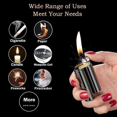 YODOOLTLY 2 في 1 ولاعة شعلة كلاسيكية الكيروسين ولاعات USB قابلة لإعادة الشحن، أداة تدخين أسطوانية صغيرة مقاومة للرياح للرجال مجموعة هدية (أسود) in Kuwait