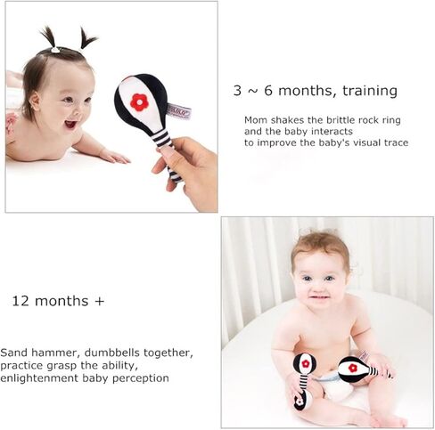 ألعاب خشخيشات للأطفال خشخيشات محشوة، قطعتان من ألعاب الأطفال الرضع الخشخيشة الناعمة من عمر 0 ​​إلى 3 أشهر ألعاب قبضة اليد التنموية المبكرة للرضع حديثي الولادة والبنات والأولاد هدية (ألعاب خشخيشات الأطفال) in Kuwait