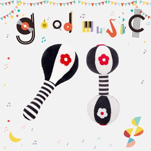 ألعاب خشخيشات للأطفال خشخيشات محشوة، قطعتان من ألعاب الأطفال الرضع الخشخيشة الناعمة من عمر 0 ​​إلى 3 أشهر ألعاب قبضة اليد التنموية المبكرة للرضع حديثي الولادة والبنات والأولاد هدية (ألعاب خشخيشات الأطفال) in Kuwait