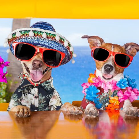 Whaline 3 قطع قمصان كلب هاواي من الشيفون المسامي، قماش صيفي للكلاب، نمط شجرة جوز الهند والأناناس، ملابس حيوانات أليفة للشاطئ بأكمام قصيرة للكلاب الكبيرة (أحمر، أزرق داكن، وردي)، 5XL in Kuwait
