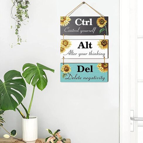Sunflower Motivational Wall Decor, 3 Pcs Inspirational Wooden Hanging Signs with Sayings Positive Affirmations Wall Art Sayings for Office Dining Hall Living Room Bathroom(Fresh Color) in Saudi Arabia