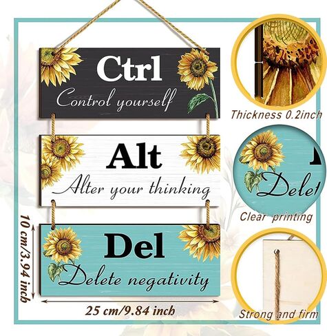 Sunflower Motivational Wall Decor, 3 Pcs Inspirational Wooden Hanging Signs with Sayings Positive Affirmations Wall Art Sayings for Office Dining Hall Living Room Bathroom(Fresh Color) in Saudi Arabia