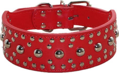 New Unisex Studded Leather Dog Collars Medium Large Dog Necklace for Pitbull Doberman Sizes M L(Black,L) in Saudi Arabia