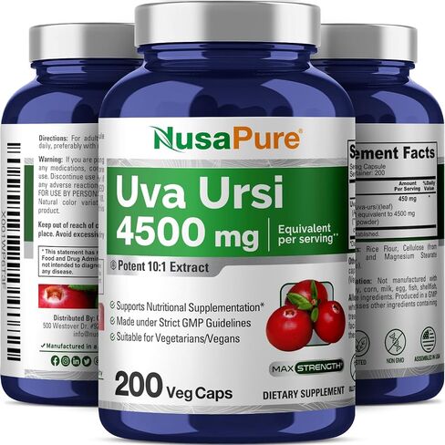 NusaPure Uva Ursi 4500 مجم، 200 كبسولة نباتية (غير معدلة وراثيًا وخالية من الغلوتين) عنب الدب in Saudi Arabia