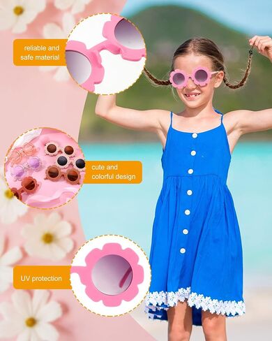 Cindeer 72 Pairs Kids Round Flower Sunglasses Girls Flower Sunglasses Bulk Cute Floral Daisy Toddler Baby Sunglasses Groovy Boho Outdoor Beach Eyewear Glasses for Groovy Hippie Birthday Party in Saudi Arabia