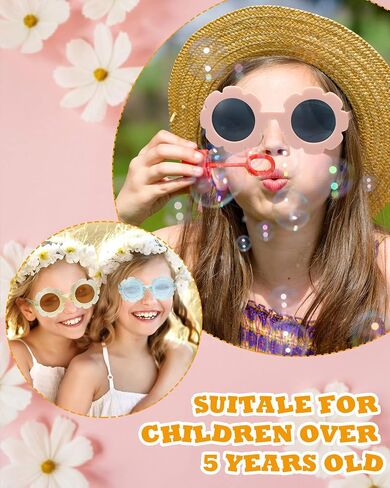 Cindeer 72 Pairs Kids Round Flower Sunglasses Girls Flower Sunglasses Bulk Cute Floral Daisy Toddler Baby Sunglasses Groovy Boho Outdoor Beach Eyewear Glasses for Groovy Hippie Birthday Party in Saudi Arabia