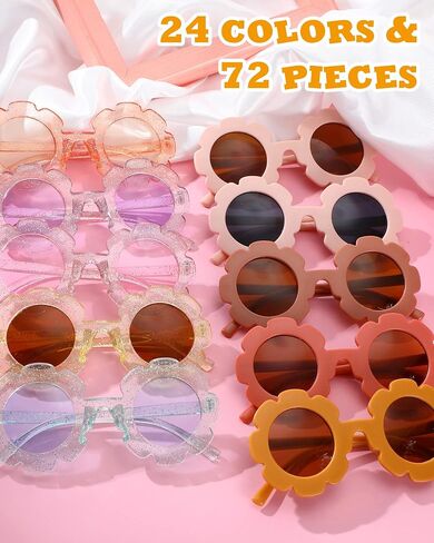 Cindeer 72 Pairs Kids Round Flower Sunglasses Girls Flower Sunglasses Bulk Cute Floral Daisy Toddler Baby Sunglasses Groovy Boho Outdoor Beach Eyewear Glasses for Groovy Hippie Birthday Party in Saudi Arabia