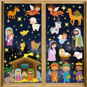 HOWAF Nativity Christmas Window Clings Stickers, 9 Sheet Nativity Scene Holy Night Christmas Religious Themed Window Decals for Christmas Party Supplies Decor, Christian Jesus Window Stickers in Saudi Arabia