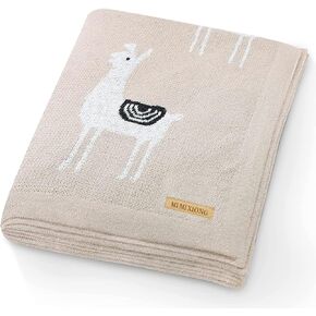 mimixiong بطانية أطفال متماسكة 100٪ قطن للأطفال الصغار للبنين والبنات مع لطيف اللاما الرمادي مقاس 30 × 40 بوصة in Kuwait