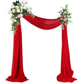 AMZLOKAE Red Wedding Arch Draping Fabrics 2 Panels Chiffon Fabric Drapery 18FT Voile Wedding Archway 6 Yards Wedding Ceremony Reception Swag Decorations Sheer Fabric for Draping Chiffon Drapes Swag in Kuwait