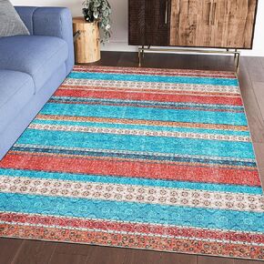 Valenrug Area Rug - 5x7 Washable Living Room Rug, Anti Slip Bedroom Rug, Stain Resistant Soft Rug (Orange, 5'x7') in Saudi Arabia