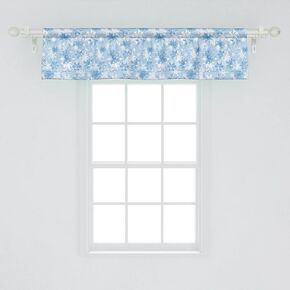 Ambesonne Snowflake Window Valance Pack of 2, Winter Holiday Illustration Christmas Snowflakes on Abstract Background, Rod Pocket Curtain Valances for Kitchen Bedroom, 54" X 12", Soft Ice Blue in Saudi Arabia