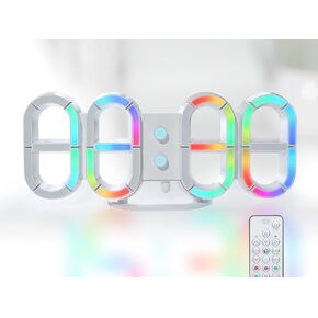 KOSUMOSU 3D Digital LED Clock Digital Wall Clock for Living Room Decor 9.7" Black Clock Numbers,Remote Control 12/24H Temperature Desktop Clocks for Home