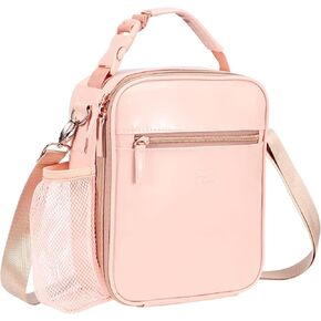 yookee home Girls Lunch Box with DIY Decorative Stickers, Insulated PU Leather Lunch Bags for Girls Teens with Hearts Sugars Letters Stickers, Kids Lunch Bag with Name
