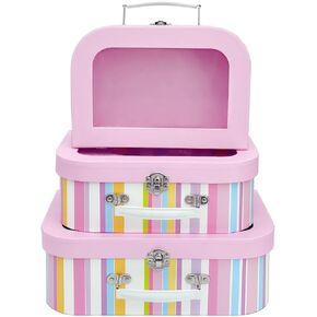 مجموعة حقائب أميدو من الورق المقوى مكونة من 3 صناديق تخزين مزخرفة، وصناديق هدايا متداخلة بأغطية شفافة، وحقائب صغيرة، وصناديق لطيفة متوافقة مع ألعاب دمى باربي ديكور السنة الجديدة (قوس قزح) in Kuwait