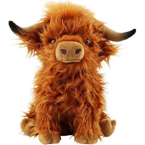 BMZRJM Stuffed Animals Highland Cows Cute Stuff Fluffy Cattle Dolls Skeleton Toys Figure Pillows Birthday Gifts for Baby Kids Girls Boys Toddler Preschool Realistic Plush Décor (11 inches,Brown)