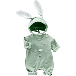 Fairy Baby Baby Baby Boy Girl Bunny Romper Long Sleeves Easter Outfits Infant Bodysuits Jumpsuit with Rabbit Hat Cap 0-18M in Saudi Arabia