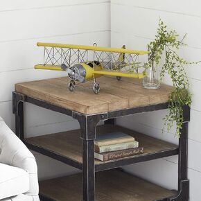 Deco 79 Metal Airplane Wall Decor, 21" x 23" x 9", Yellow in Saudi Arabia